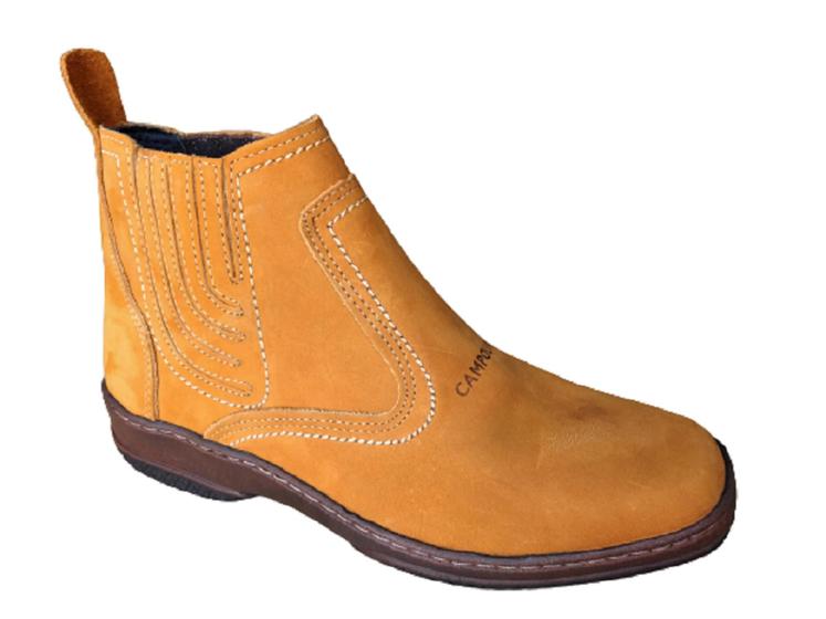 Imagem de Botina Masculina Bota Couro Nobuck Cor Castor Botinha Country Social Casual Forrada R 2520 Amarelo 