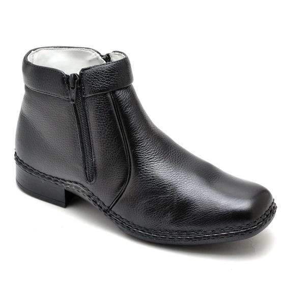 Botina Masculina Bota Social Com Ziper Ranster Em Couro Preta Menor preço em Botina Masculina Bota Social Com Ziper Ranster Em Couro Preta