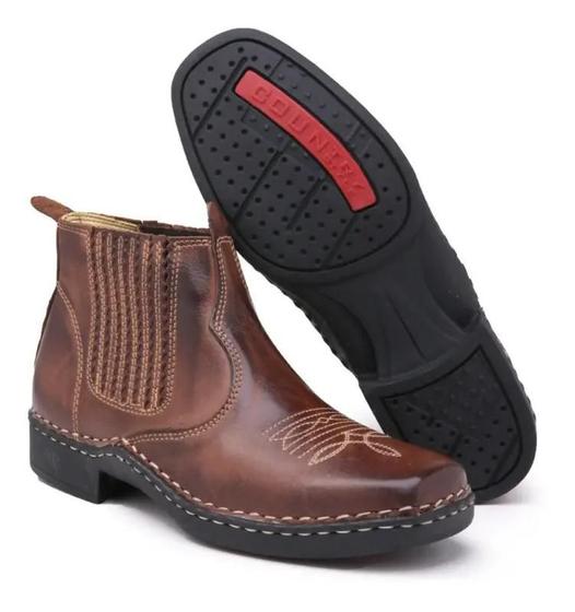 Botina Masculina Couro Bota Country Costura Manual classica fazenda Menor preço em Botina Masculina Couro Bota Country Costura Manual classica fazenda