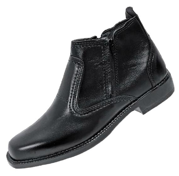 Imagem de Botina Preta Ziper Solado Costurado Cano Curto Estilo Sapato Social Botinha reforçada duravel 2235