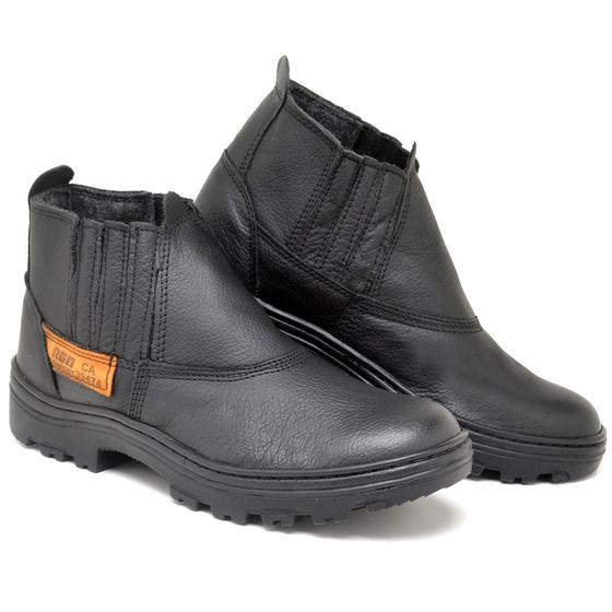 Imagem de Botina Segurança com Biqueira Pvc Bota Couro Legítimo Para Trabalho