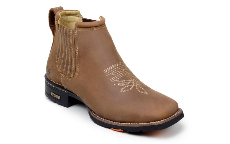 Imagem de Botina zebu bico quadrado masculina em couro mustang sela - 57020