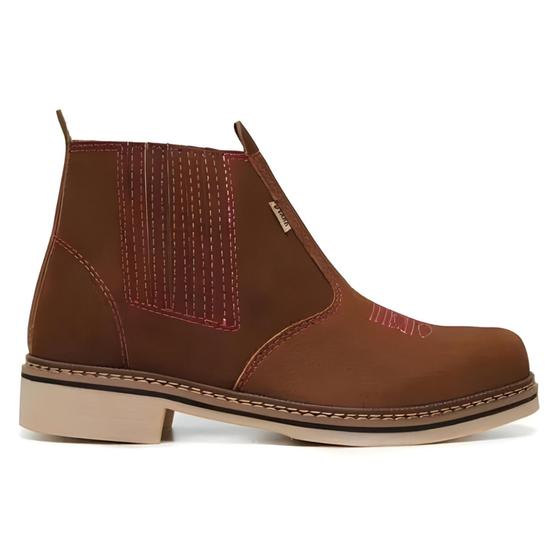 Imagem de Botinas  Country Confortavel Botas Couro Bovino Legítimo Rodeio  Solado Borracha Látex