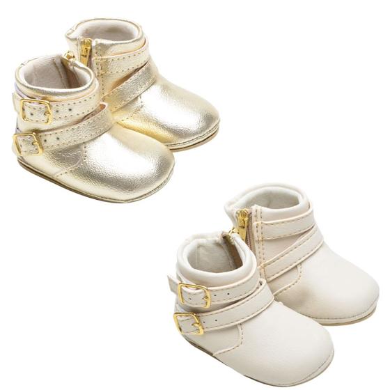 Imagem de Botinha Bota Bebe KIT 2 PARES Menina Recém Nascido Inverno