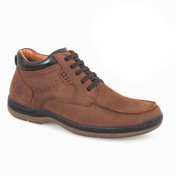 Imagem de Botinha Bota Masculina De Couro Rustico Conhaque legitimo leve Confortavel Trabalho