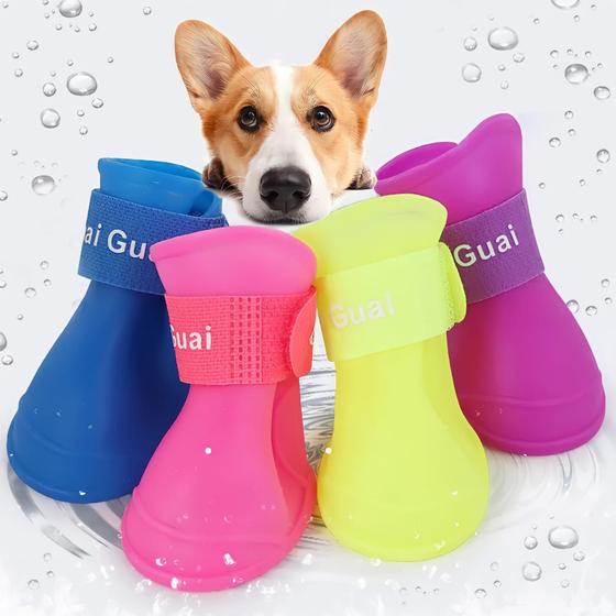 Botinha De Silicone Tenis Para Cachorro Cães Gato Pet Sapatinho Sapato ...