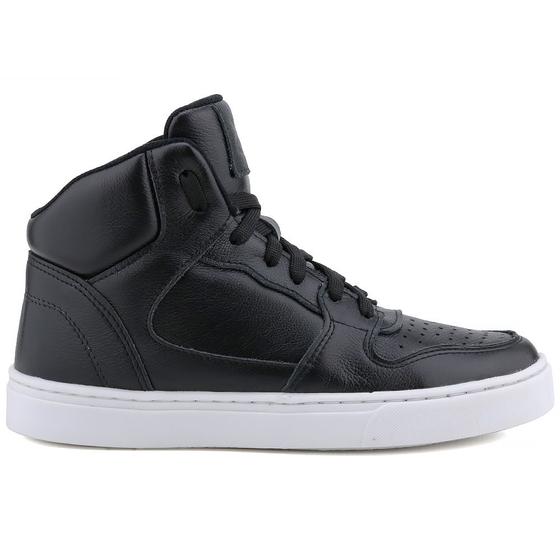 Imagem de Botinha Feminina Bota Sneaker Casual Em Couro 3014 Preto