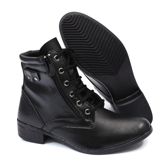 Imagem de Botinha Feminina Urban WSHOES Sintético Prime Sola Saltinho Fechamento Cadarço Envio Já