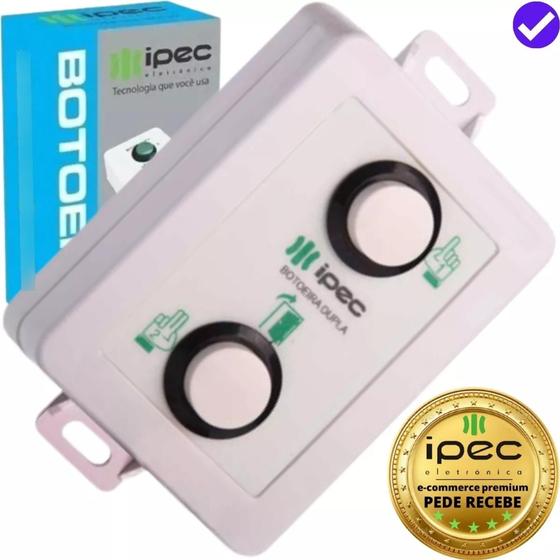 Imagem de Botoeira Dupla Com Fio 02 Botões Para Acionamento Ipec (2632)
