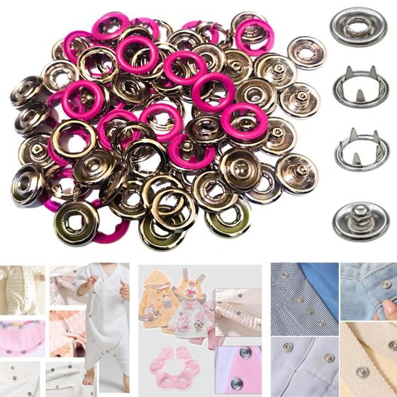 Imagem de Botoes De Pressão de metal TicTac Para Roupa de Bebê Body 50 Botao Tamanho 35
