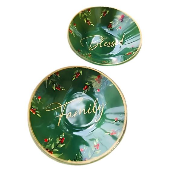 Imagem de Bowl Blessed verde com borda dourada 16 cm