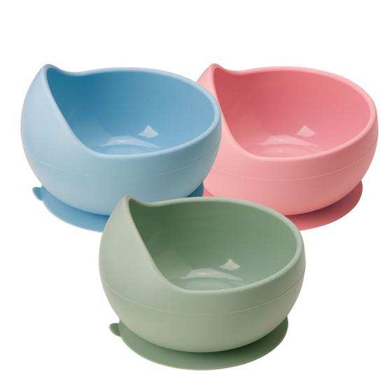 Imagem de Bowl com Ventosa em Silicone 350 ml Tigela Infantil Azul Rosa Verde Buba