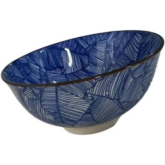 Imagem de Bowl Cumbuca Tigela Estampado Cerâmica Azul Mek 7x14cm