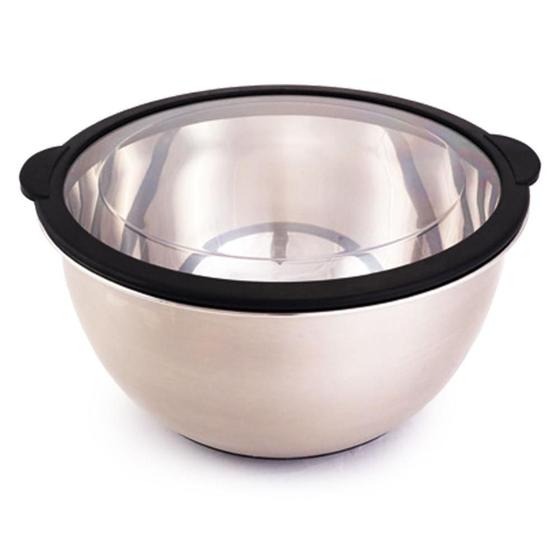 Imagem de Bowl de Aço Inox Com Tampa em Plástico Durável e Resistente Fechamento Hermético 14,5x27x25,5cm 1Un