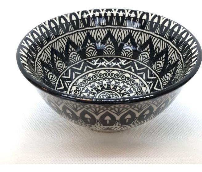 Imagem de Bowl De Cerâmica Geométrico Preto E Branco 12,5x6,5cm  Lyor