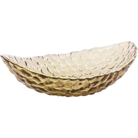 Imagem de Bowl De Cristal Martelado Com Borda Dourada Taj Âmbar
