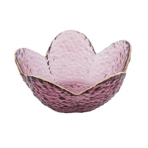 Imagem de Bowl de Cristal Martelado com Borda Dourada Taj Flor Rosa 12cm X 6cm - Wolff