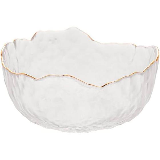 Imagem de Bowl de Cristal Martelado com Borda Dourada Taj Transparente 16x8cm 28956 - Wolff