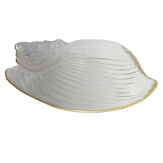 Imagem de Bowl De Vidro Concha Com Borda Dourada 21 cm