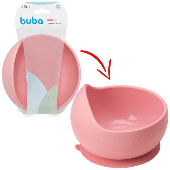 Imagem de Bowl em Silicone com Ventosa Rosa Redondo Livre de BPA Buba