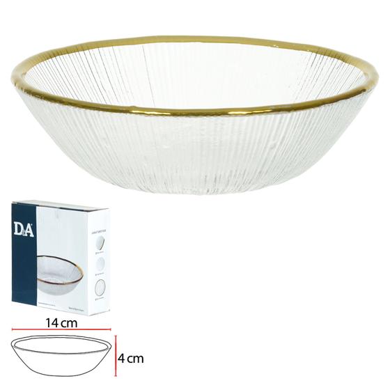 Imagem de Bowl em Vidro Canelado com Borda Dourada