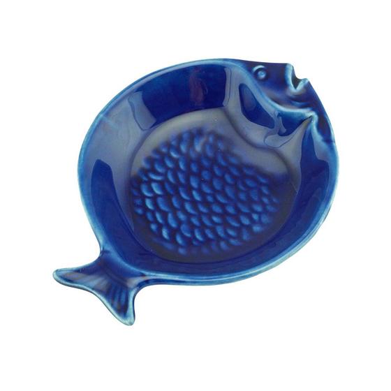 Imagem de Bowl Raso de Cerâmica Decorativo Peixe Ocean Azul 14cm Bon Gourmet