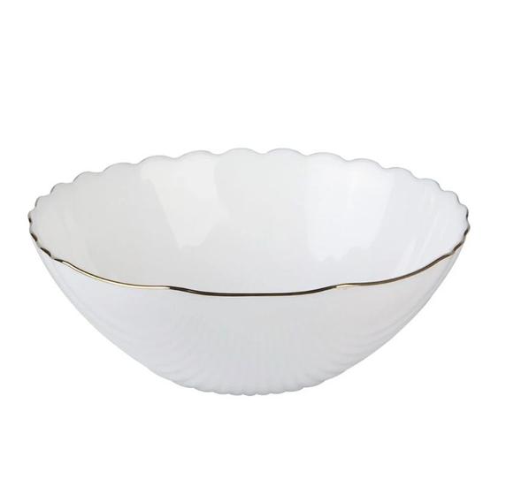 Imagem de Bowl Tetis Concha em Vidro Opalino Gold Rim Borda Dourada 470ml - L'Hermitage