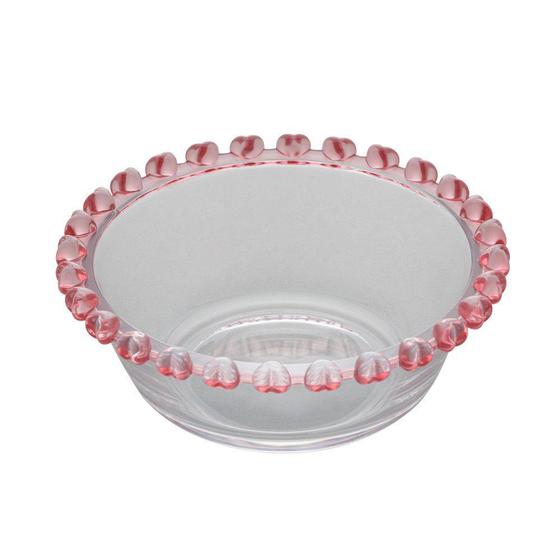 Imagem de Bowl Tigela Cristal Borda Coração Rosa 11,5x4,5cm Lyor