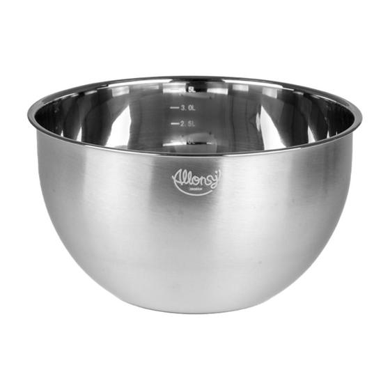 Imagem de Bowl Tigela de cozinha Multiuso de Inox 3,5L com medidas Prata Preparar Armazenar Servir