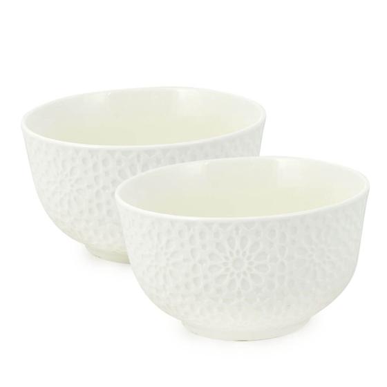 Imagem de Bowl Tigela de Porcelana Branco 400ml Kit com 2 Peças md6