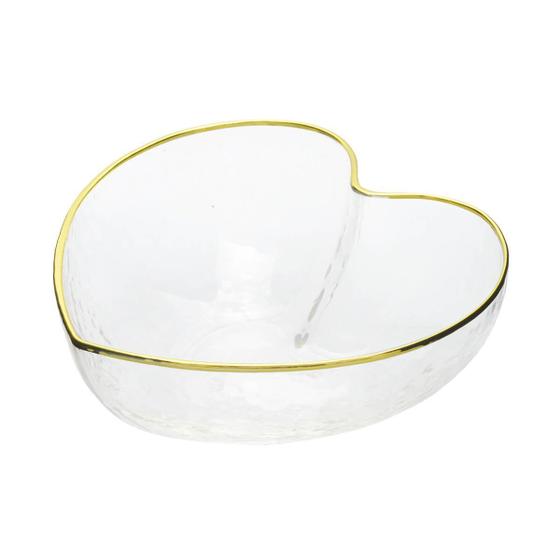 Imagem de Bowl Tigela de Vidro Formato Coração Borda Dourada