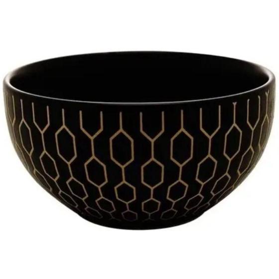 Imagem de Bowl Tijela De Cerâmica Colmeia Preto Lyor 14 Cm