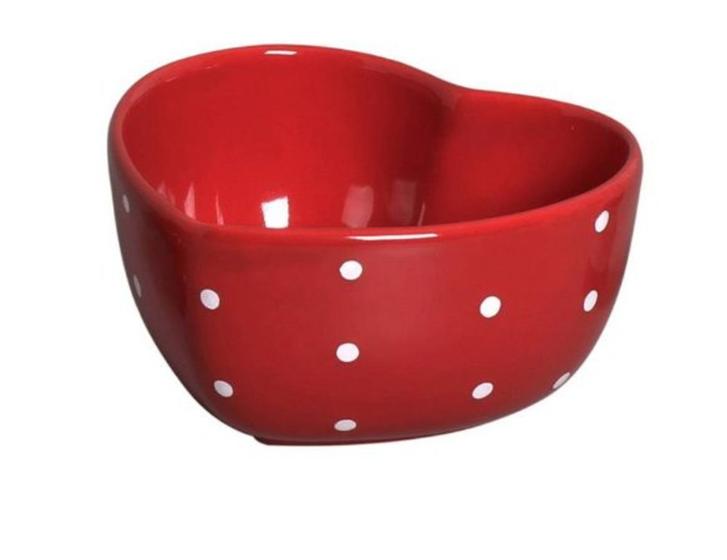 Imagem de Bowl Travessa Tigela Coração Vermelho Poá 300 ML