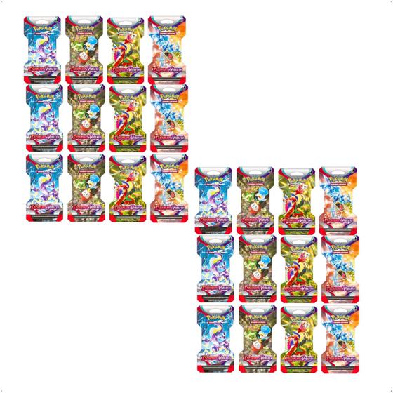 Imagem de Box 24 Blisters Cards/Cartas Pokemon TCG Estampas Ilustradas EV1 Escarlate e Violeta 32562 Copag