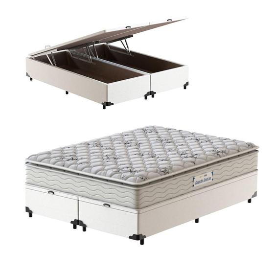 Imagem de Box Baú Super King Branca + Colchão de Espuma D33 Probel Guarda-Costas ProEvidence Plus 193x203x70cm