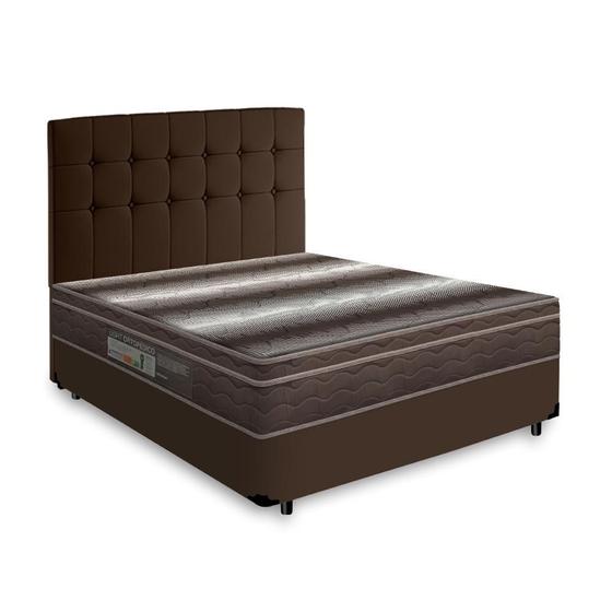 Box + Cabeceira Cassis e Colchão Casal - Ortobom - Light Ortopédico - 138x188x59cm Marrom Menor preço em Box + Cabeceira Cassis e Colchão Casal - Ortobom - Light Ortopédico - 138x188x59cm Marrom