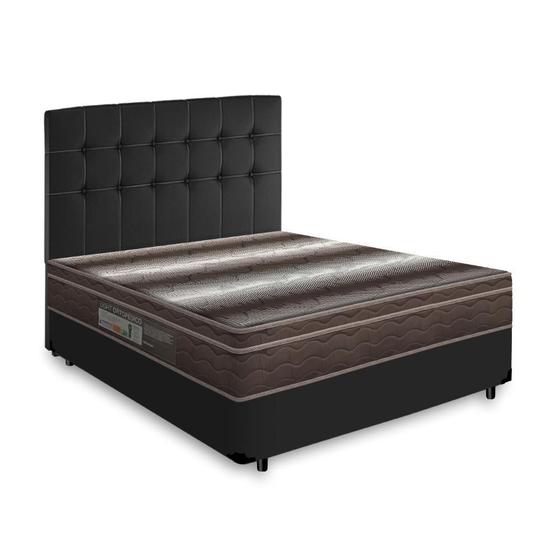 Box + Cabeceira Cassis e Colchão Casal - Ortobom - Light Ortopédico - 138x188x59cm Preto Menor preço em Box + Cabeceira Cassis e Colchão Casal - Ortobom - Light Ortopédico - 138x188x59cm Preto