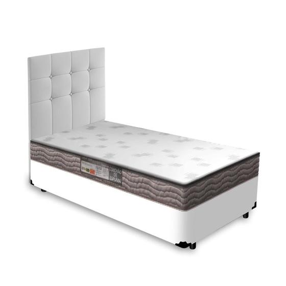 Imagem de Box + Cabeceira Cassis e Colchão Solteiro - Ortobom - Light D23 - 88x188x47cm Branco