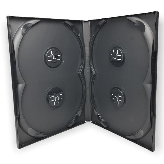 Imagem de Box Dvd Quadruplo Preto Kit Com 50 Unidades