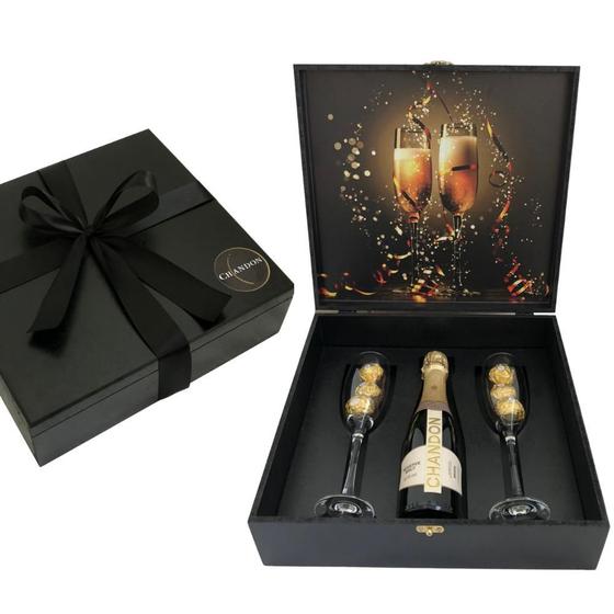 Imagem de Box Espumante Chandon Presente 2 Taças Vidro Ferrero Rocher