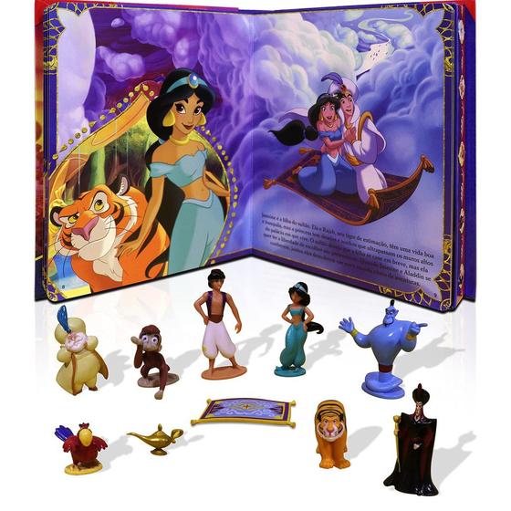 Imagem de Box livro ilustrado aladdin - um mundo novo ( contém cenário e 10 miniaturas )