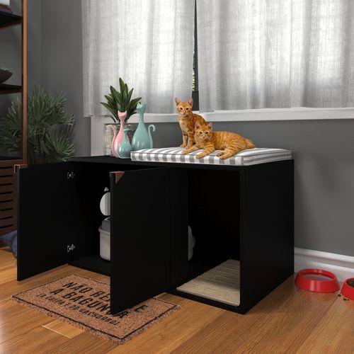 Box Pet Para Gato Cantinho Banheiro Com 2 Portas Preto Menor preço em Box Pet Para Gato Cantinho Banheiro Com 2 Portas Preto