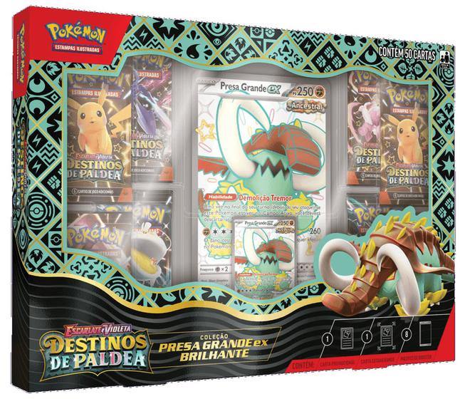 Imagem de Box Pokémon Destinos de Paldea Presa Grande EX Brilhante Português Cards Carta Booster 7896192337986