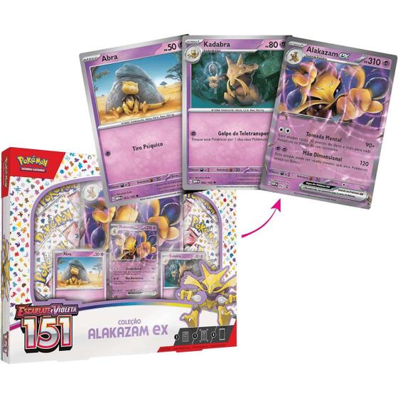 Imagem de Box Pokemon Escarlate e Violeta 151 Alakazam Ex 40 Cartas Copag