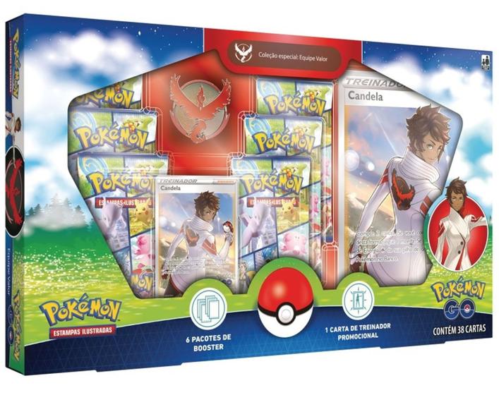 Imagem de Box Pokémon GO Coleção Especial Equipe Valor Treinador Candela 38 Cartas - Copag (28478)