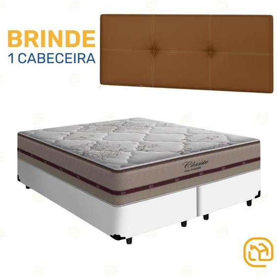 Box Queen Branca + Cabeceira Painel Iris Marrom + Colchão Classic Molas Ensacadas 158cm Menor preço em Box Queen Branca + Cabeceira Painel Iris Marrom + Colchão Classic Molas Ensacadas 158cm