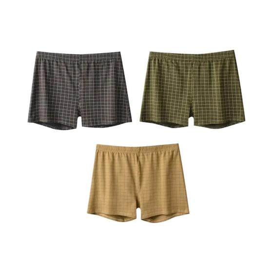 Imagem de Boxer Masculino Xadrez Listrado - Confortável e Casual - Pacote com 3 Peças