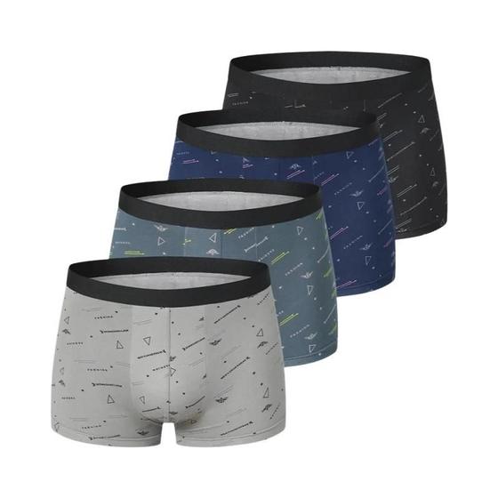 Imagem de Boxers Masculinos Plus Size com Estampa - 4 Unidades - Cintura Elástica Confortável