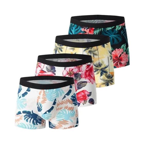 Imagem de Boxers Masculinos Plus Size com Estampa - 4 Unidades - Cintura Elástica Confortável