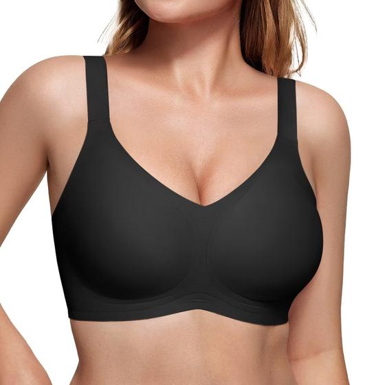 Imagem de Bra Vertvie Seamless Wireless Push Up com cobertura total preta
